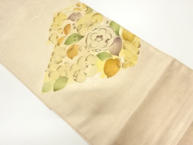 松皮菱に花模様袋帯